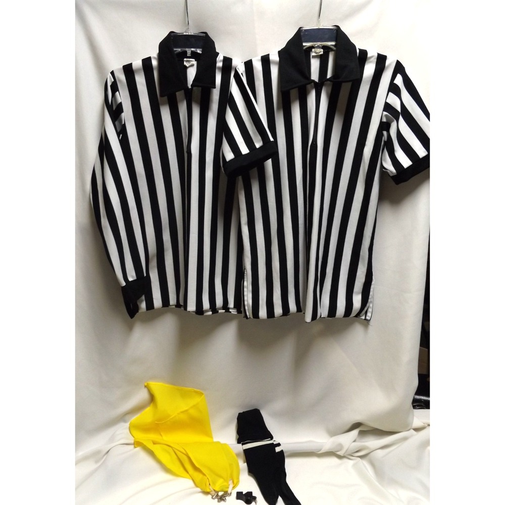 7 PC. REFEREE SET, 2 SHIRTS 1 PR SOCKS, 2 WEIGHTED FLAGS & A WHISTLE